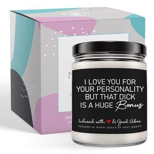 Candle Gifts for Men Funny, Boyfriend Candle, Made in USA, 9 oz, Funny Valentines Gifts for Boyfriend, Naughty Candles by Mint Sugar Candle Company