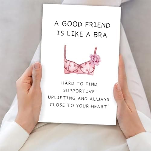 Funny Best Friend Birthday Gifts Cards for Women, Bestie Definition Card,Happy Birthday Gift for BBF Sister, Great Friendship Card for Her -“A Good Friend Is Like A Bra”