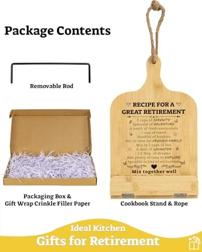 Retirement Gift for Woman, Cookbook Stand, Women Gift Ideas Cookbook Holder, Relaxation Gifts for Women, Recipe Book Stand, Cook Book Stand for Kitchen Counter, Thoughtful Gifts