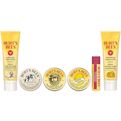 Burt's Bees Gifts Ideas, Tips and Toes Kit, 6 Travel Size Products - Pomegranate Moisturizing Lip Balm, 2 Hand Creams, Foot Cream, Cuticle Cream, and Hand Salve