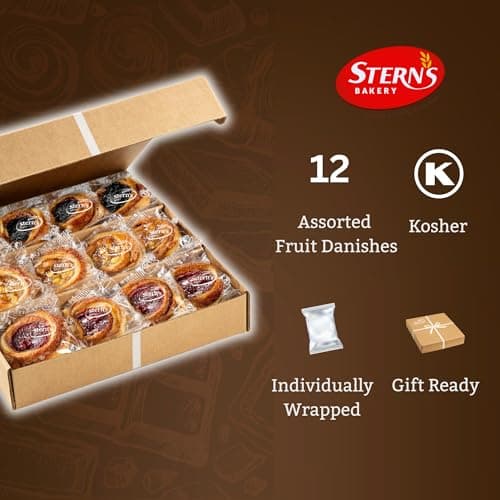 Fruit Danish Pastries | Christmas Holiday Corporate Food Gifts in Gift box |12 Individually Wrapped ASSORTED Fruit Filled Cinnamon Buns | Halloween, Thanksgiving-Stern’s Bakery
