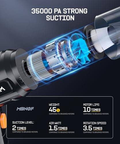 Car Vacuum Portable Cordless,35000PA High Power Suction & Blower, Handheld Vacuum Cleaner for Car, Home, Desktop, Keyboard(Fog Black)