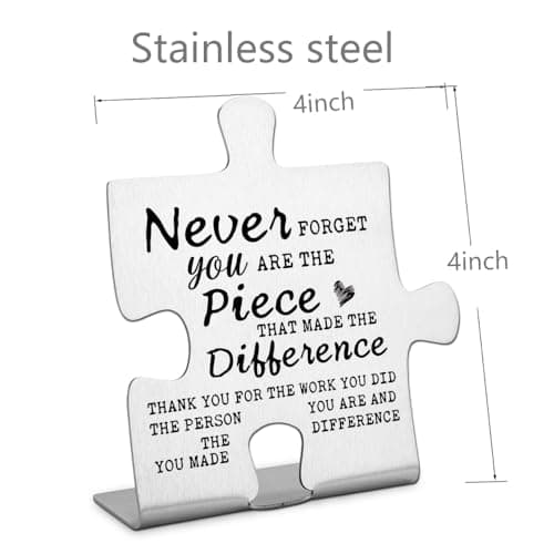 Thank you Appreciation gifts for Mentor Teacher Nurse, Going Away Gift Retirement Gift for Coworker Boss, Never forget you are the Piece that Made the Difference, Funny Office Desk Decor