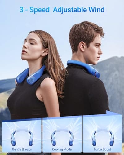SWEETFULL Portable Neck Fan 360° Cooling Bladeless Personal Fan | No Hair Twisting - 4000mAh USB Rechargeable Wearable Fan for Travel, Birthday Gifts for Men, Women, Mom, and Dad