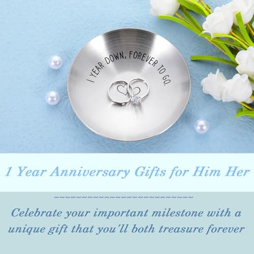 1 Year Anniversary for Him Her One Year Paper Anniversary Ring Holder First Anniversary Wedding Gifts for Husband Wife 1st Anniversary Dating Gift for Couples Boyfriend Girlfriend Birthday Christmas