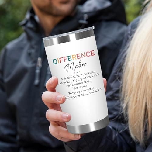 Christmas Appreciation Gifts for Coworkers - 20 oz Stainless Steel Insulated Tumbler - Birthday Inspirational Thank You Gifts for Women Teachers Coworkers Boss, Difference Maker Gift Ideas