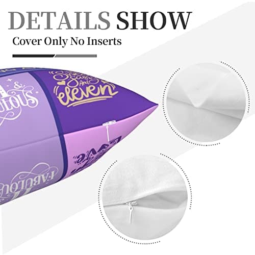 11 Year Old Girl Birthday Gifts - 11th Birthday Decorations - Throw Pillow Covers 18 x 18 inch