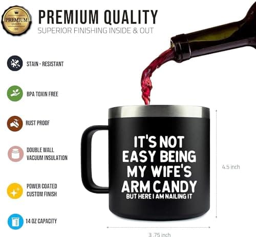 14Oz Funny Husband Mug (Black) - Husband Gifts from Wife - Unique Birthday Gift