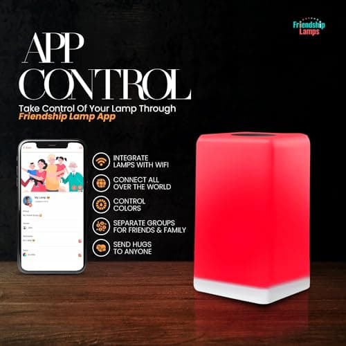 Friendship Lamp FriendLi by Filimin - Subscription Required Wi-Fi LED Light for Long Distance Touch Lamp, Present for Best Friend, Relationship, Family, Unique Gifts, Easy App Setup - Set of 2