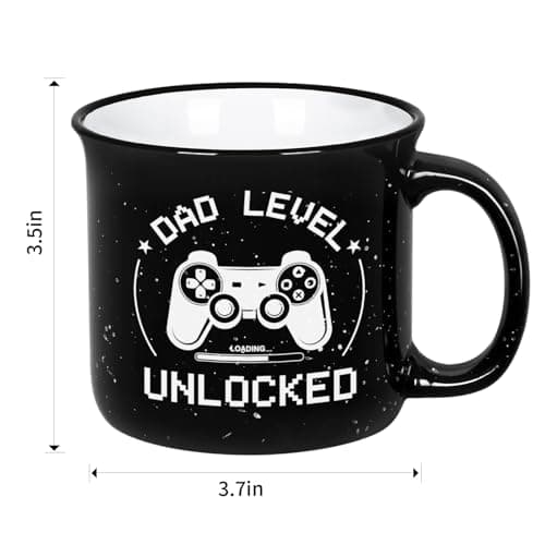 Cabtnca New Dad Gifts First Time, Dad Level Unlocked Mug, Birthday Christmas Father's Day Gifts for New Daddy, 15 Oz