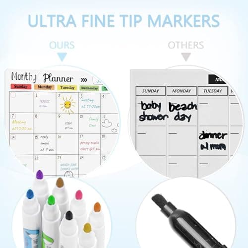 Hivillexun Magnetic Dry Erase Calendar Whiteboard Set (3-Pack) for Fridge, Wall, and Refrigerator Organization – Monthly, Weekly, and Daily Planners with 8 Markers and Eraser