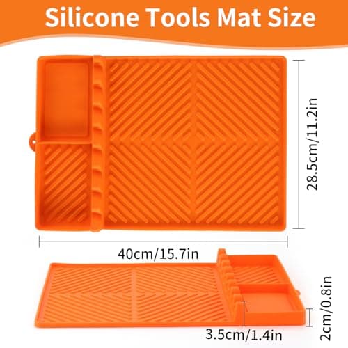 Silicone Griddle Tools Mat for Blackstone Weber Traeger Pit Boss - Side Shelf Spatula Mat with Drip Pad - Flat Top Grill Smoker Accessories for BBQ, Kitchen, Cooking, Countertop(Orange)