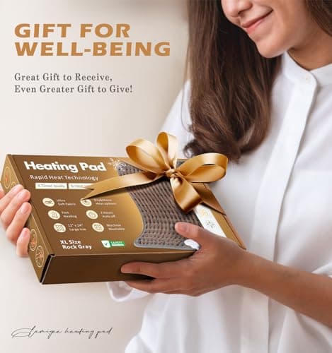 Heating Pad for Back, Neck, Shoulder Pain & Cramps Relief, Electric Heating Pad with 6 Heat Settings, Auto-Off, Moist Dry Heat Options, Fathers Day for Dad Husband, Mens Gifts for Dad Husband Him