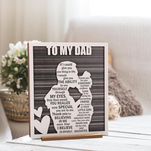 Birthday Gifts for Dad from Daughter, Easter Father’s Day Dad Gift from Daughter, Rustic Daddy and Daughter Hug Wood Sign, Papa Valentine’s, Christmas Gifts Ideas