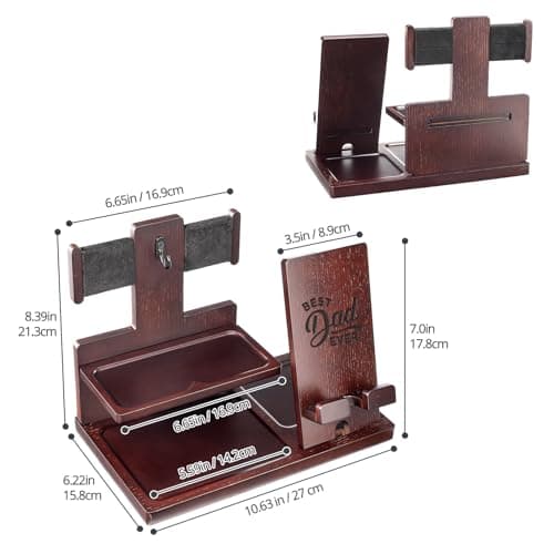ProCase Gifts for Dad, Wood Phone Docking Station for Men, Dad Gifts From Daughter Son, Mens Nightstand Organizer, Anniversary Birthday Gifts for Dad Father Husband Him -Espresso (Engraved Word)