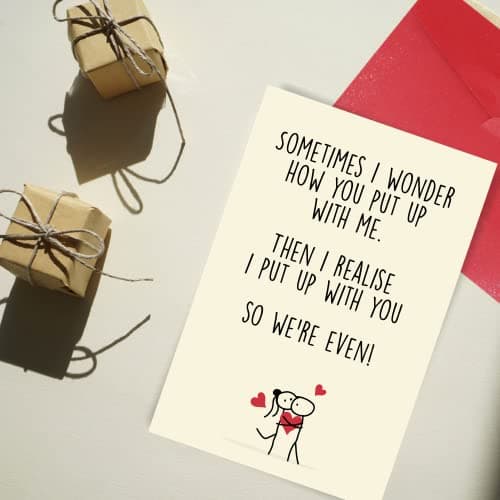 Cheerin Funny Greeting Card with Envelope - Anniversary Card - Romantic Birthday Card - Hilarious Gifts for Him Her Girlfriend Boyfriend Wife Husband