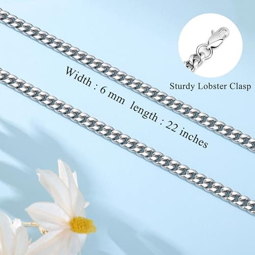 JoycuFF Mens Cuban Link Chain Necklace for Boyfriend Gold Silver Stainless Steel 6MM 10MM Hip Hop Anniversary Birthday Christmas Jewelry for Men