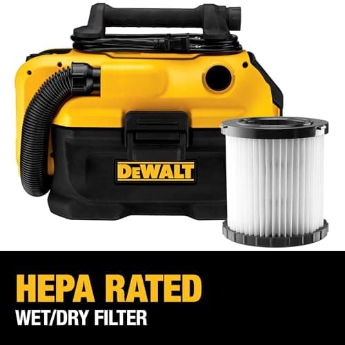 DEWALT 20V MAX Shop Vacuum Wet and Dry, Shop Vac 2 Gallon, Cordless and Corded Wet Dry Vacuum Cleaner, Wide Nozzle, Hepa Filter, Tool Only (DCV581H)
