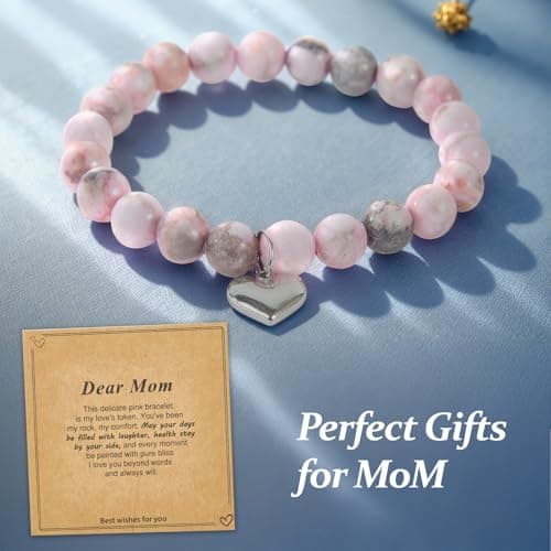 Gifts for Mom, Christmas Gifts for Mom Women, Stocking Stuffers for Women, Birthday Mothers Day gifts from Daughter Son, Unique Handmade Natural Stone Bracelet.
