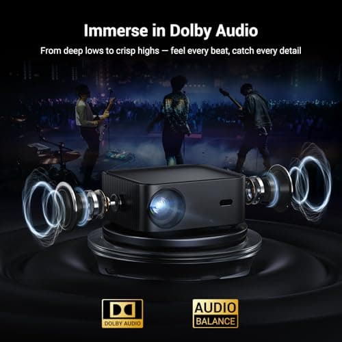 Official Licensed Netflix Smart Projector, HAPPRUN Projector 4K with Wifi and Bluetooth, DoIby Audio,Built-in Apps, Native1080P 1000 ANSI,Electric Focus,Movie Projector for Home Cinema,Outdoor,Indoor