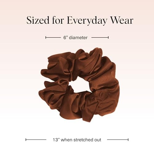 Kitsch Recycled Satin Oversized Scrunchies – Large Hair Scrunchies for Women, Eco-Friendly Hair Ties & Ponytail Holders | Ideal Gifts for Women - Camel & Cream, 2pc Set