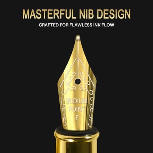 Fountain Pen with Fine Nib | Luxury Gold Finish, Smooth Ink Flow, Complete Set with Ink Cartridges, Converter & Sleeve | Ideal for Professionals, Office, Journaling, and Gifts