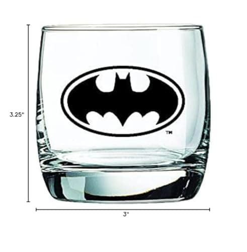 Batman Whiskey Glasses - 10 oz. Capacity - Classic Design - Heavy Base