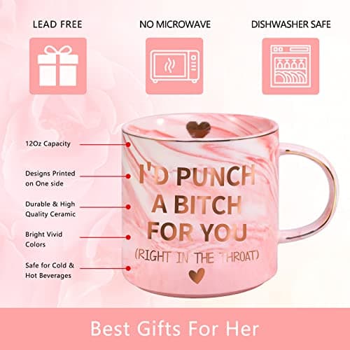 Birthday Gifts for Women Girlfriend Sister Friends, Valentines Day Gifts for Her, Galentines Mothers Day Mom Present for Mom Wife from Daughter Son, 12 OZ Funny Coffee Mug Christmas Stocking Stuffers