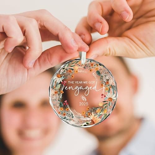 Engagement Gifts for Couples - The Year We Got Engaged 2025 Glass Ornament – Just Engagement Present Ideas for Newly Engaged Women, Bride to Be, Fiance, Friend, Daughter,Christmas Engage Ornamnet