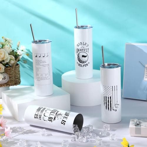 Patelai 4 Pcs Golf Tumbler Golf Gifts for Men 20oz Insulated Tumbler with Lid Straw Funny Coffee Cup Set, Dad, Husband, Golfer, Groomsmen, Birthday Gift for Him, Grandpa, Uncle, Boyfriend, Father