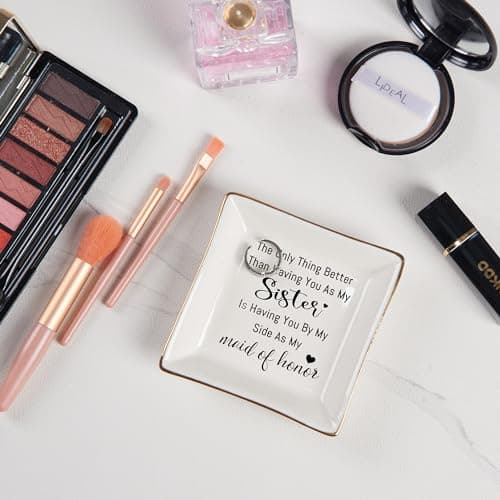 Bridesmaid Gifts Maid of Honor Proposal Gift Jewelry Dish Trinket Ring Tray - The Only Thing Better ... As My Maid of Honor, Wedding Day Party Gifts for Matron of Honor from Bride