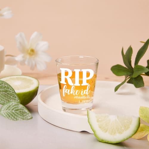 21st Birthday Gift for Her, Happy 21st Birthday Gift for Women, RIP FAKE ID Gift for 21 Year Old Girls Boys, Gift for 21 Year Old Woman, 2004 Happy Birthday Shot Glass, 2004 Birthday Party Decoration