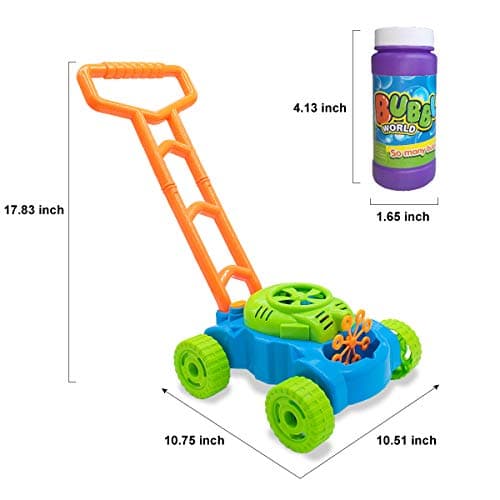 Lydaz Bubble Lawn Mower for Toddlers 1-3, Outdoor Bubble Blower Machine for 1 Year Old Boys Toy Gifts, Kids Push Summer Outside Garden Toys, Halloween Birthday Gifts for Preschool Baby Boys Age 1 2 3