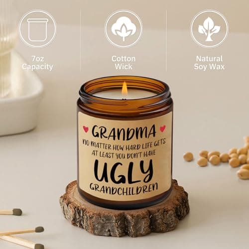 Niyewsor Grandma Gifts, Grandparents Day Gifts for Grandma, Lavender Scented Soy Wax Candle, Grandmas Birthday Gift from Grandchildren Granddaughter Grandkids, Handmade, 7oz
