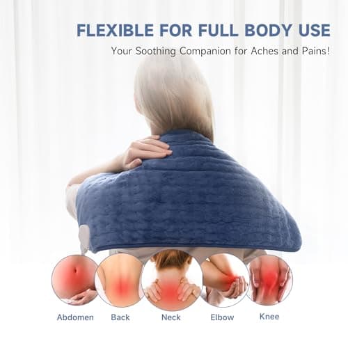 Heating Pad for Back Pain Cramps Relief, ZUODUN Electric Heating Pads for Neck/Shoulder/Leg with Auto Shut Off Large, 6 Heat Settings & Moist Heat Options, Christmas Gifts for Women, Men, Mom, Dad