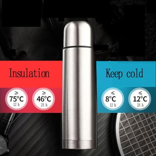 Stainless Steel Thermal Bottle with Cup Vacuum Insulated Bottle for Hot and Cold Drinks Coffee Cup Travel Mug Vacuum Flask for Tea 17Oz/500Ml(Silver)