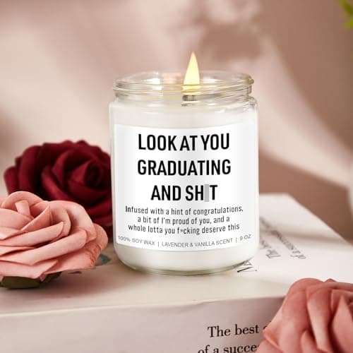 Funny Grad Candle, 2025 Graduation Gifts for Her, Him - College, High School, Masters Degree, Phd, Nursing & Nurse Graduation Gifts for Women, Men - 9 oz
