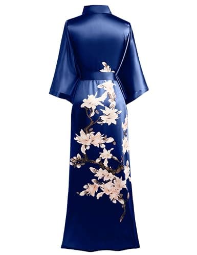 BABEYOND Kimono Robe Cover up with Box Long Floral Satin Sleepwear Silky Bathrobe Bachelorette Robe