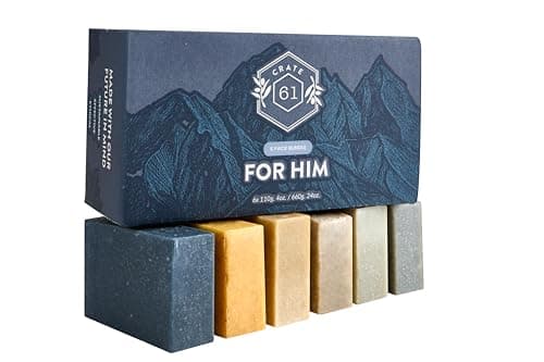 Handmade in Canada, Plant Based Cold Process Natural Bar Soap, With Premium Essential Oils, Dry Skin, Pack of 6 (For Him)