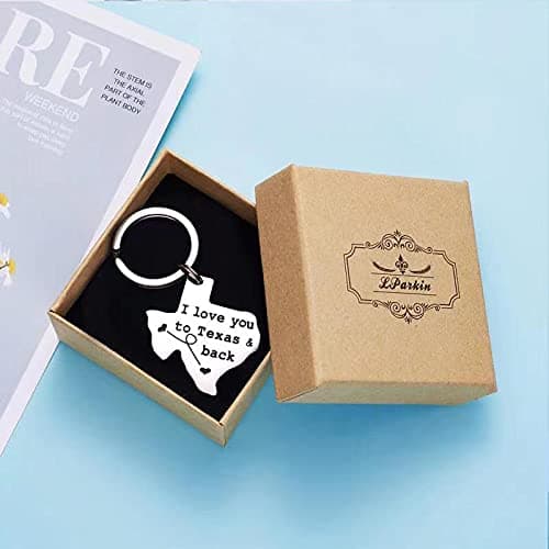 Texas Keychain Long Distance Relationships Gifts I Love You to Texas and Back