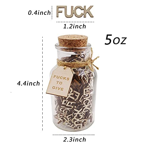 fuc k jar（5oz）Gift Jar,Fuc ks to Give,Fuc k Wooden Cutout Letter Piece Bad Mood Vent Spoof Birthday Day,Holiday, Thanksgiving Christmas Gifts to Friend,gag Funny Gift
