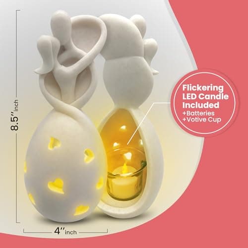 Infinity Love Candle Holder Statue with Flickering LED Candle for Couples, Wife, Husband, Him or Her, Bridal Shower, Engagement, Parents, Registry
