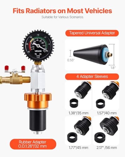 VEVOR Radiator Vacuum Refill Kit, Automotives Cooling System Vacuum & Purge Fill Tool with Gauge, Portable Radiator Coolant Filling Kit with Toolbox, Universal Fit for Most Cars Vans SUVs and Trucks