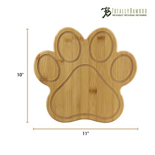 Totally Bamboo Paw Shaped Bamboo Wood Cutting Board and Charcuterie Board, Great Gift for Dog and Cat Lovers