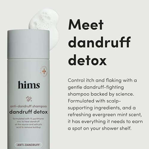 hims Dandruff Detox Anti Dandruff Shampoo, 2 Pack - Anti Dandruff Shampoo for Dry, Itchy Scalp with Pyrithione Zinc 1% and Argan Oil - Paraben Free, Sulfate Free - Evergreen Mint - 2 x 6.4 fl oz