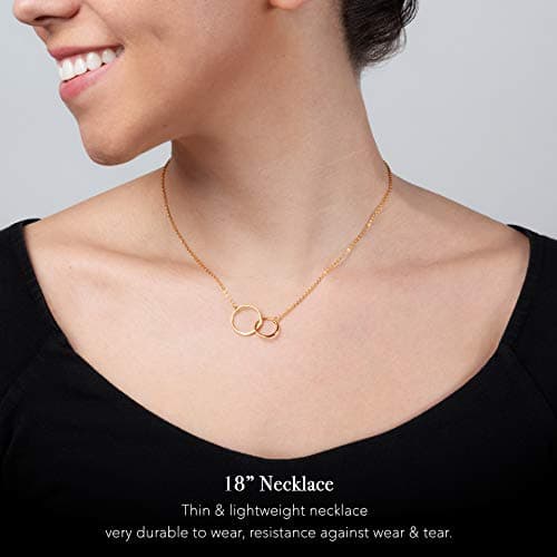 Suavell Sister Necklace - Sterling Silver Interlocking Double Circle Necklace - Birthday Gift for Sister - Maid of Honor Gift