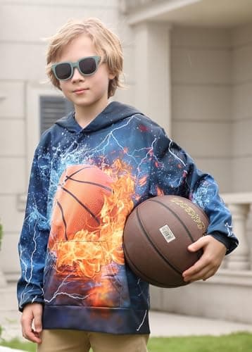 Lovekider Boys Hoodies Sweatshirt Cool 3D Print Pullover with Big Pocket for Kids Fashion Warm Winter 6-16 Years