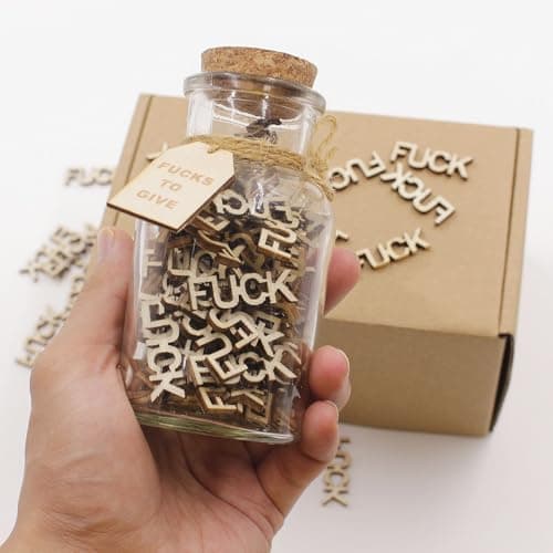 fuc k jar（5oz）Gift Jar,Fuc ks to Give,Fuc k Wooden Cutout Letter Piece Bad Mood Vent Spoof Birthday Day,Holiday, Thanksgiving Christmas Gifts to Friend,gag Funny Gift