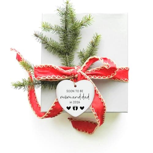 Soon to Be Mom & Dad in 2026 Christmas Tree Decoration Ornament Keepsake Sign Heart Plaque Mom and Dad to Be Gift Pregnancy Gifts for New Parents Expecting Mommy Daddy Gift