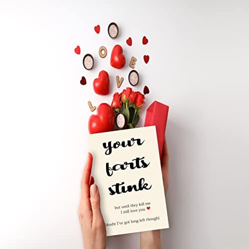 Unique Valentines Gifts for Him or Her, Humorous Birthday Card for Boyfriend, Cheeky Anniversary Card Gifts for Husband or Wife, Happy Your Farts Stink Bday Card for Fiance BF GF…